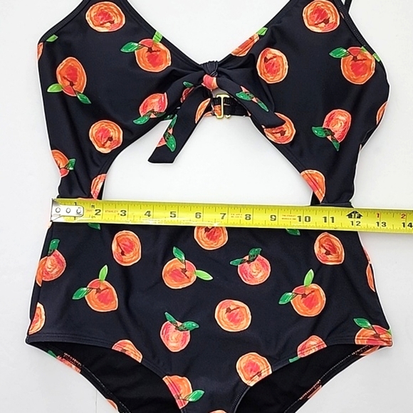 Eidon SGS Sports One Piece Cut Out Bathing Suit Black Peaches Print Size Small - Picture 15 of 15